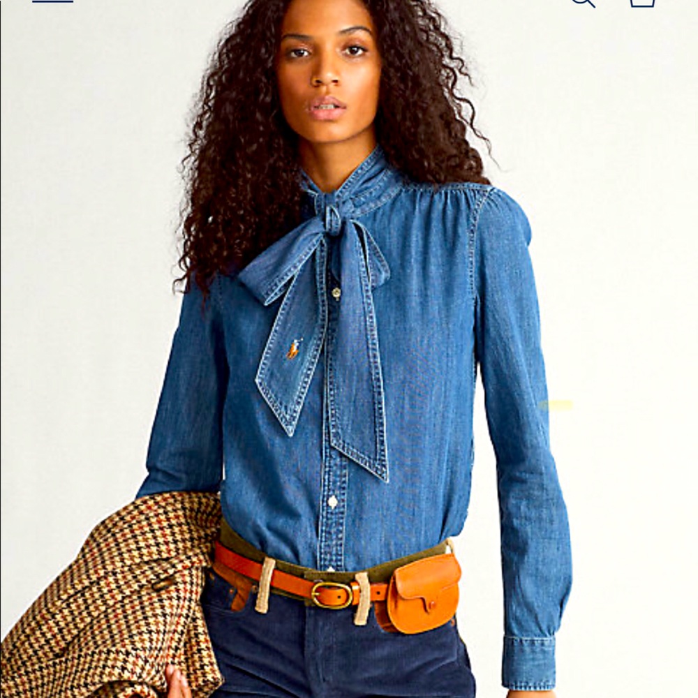 NWOT- Ralph Lauren denim shirt with tie